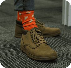 A pair of Dotsure themed socks.