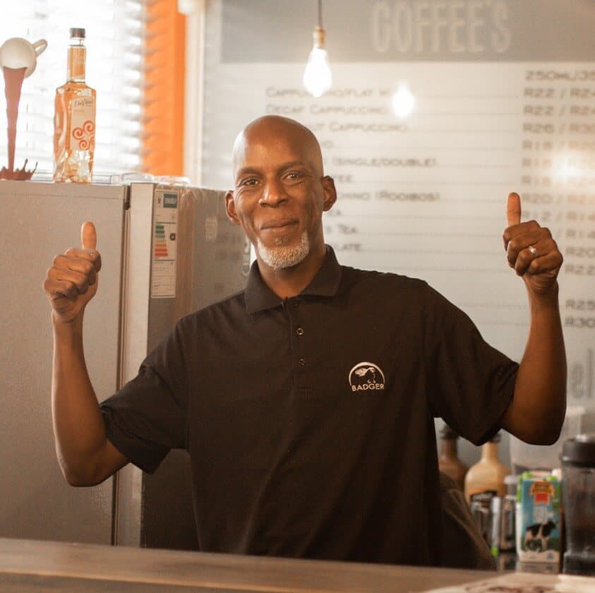 Barrista giving a thumbs up.