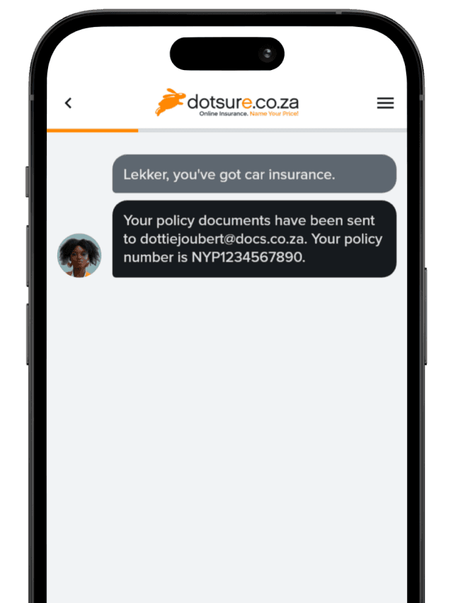 An iPhone showing that a policy has been taken out.