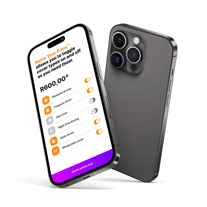 An iPhone showing car insurance toggles.