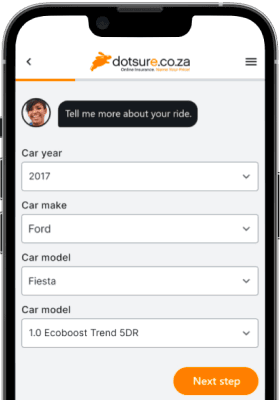 An image of the vehicle quoting website.